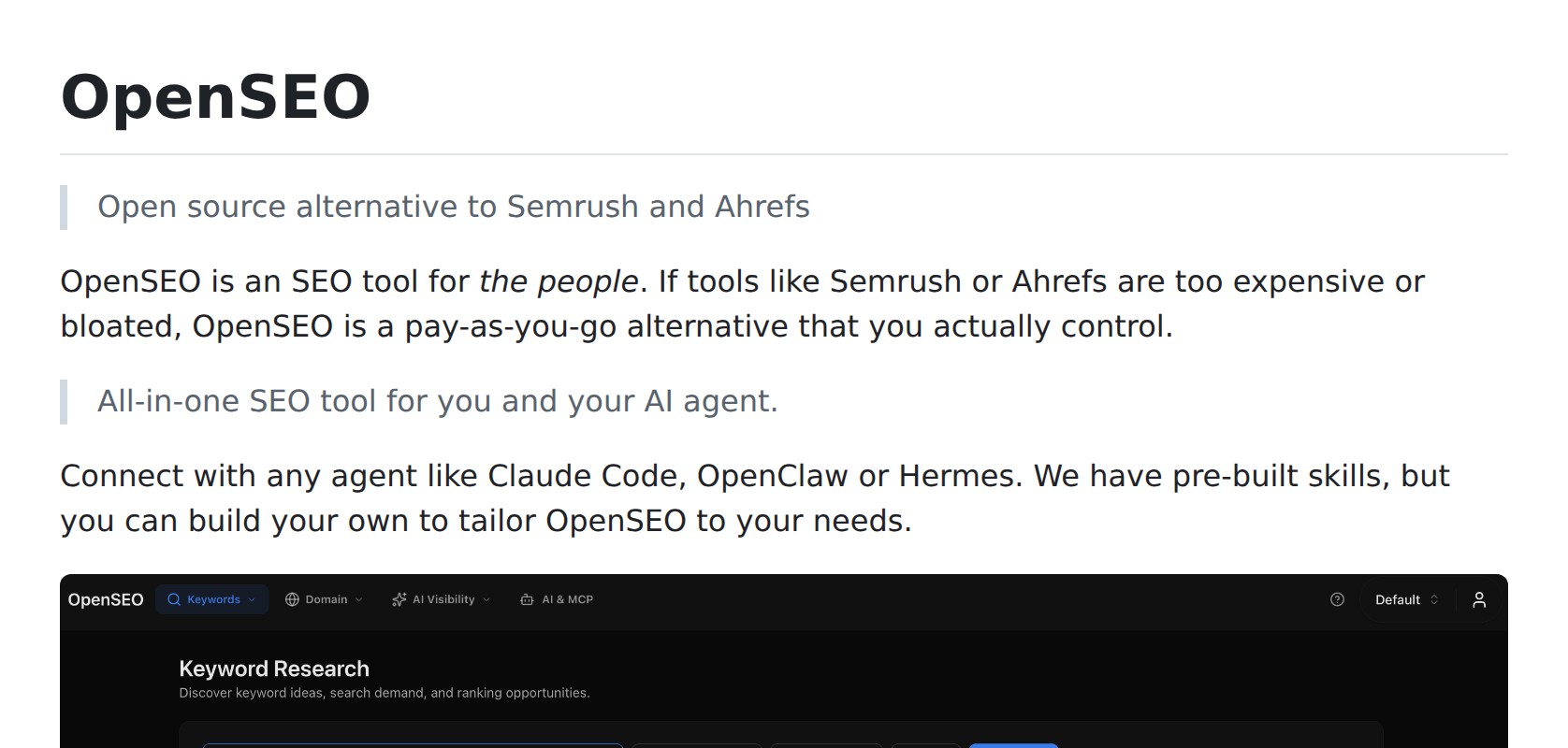 every-app / open-seo README Preview