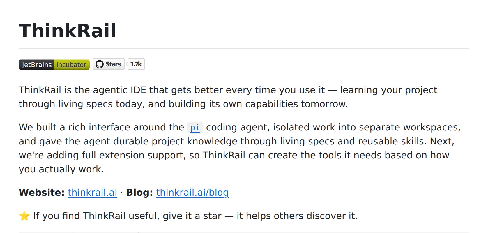 JetBrains / thinkrail README Preview