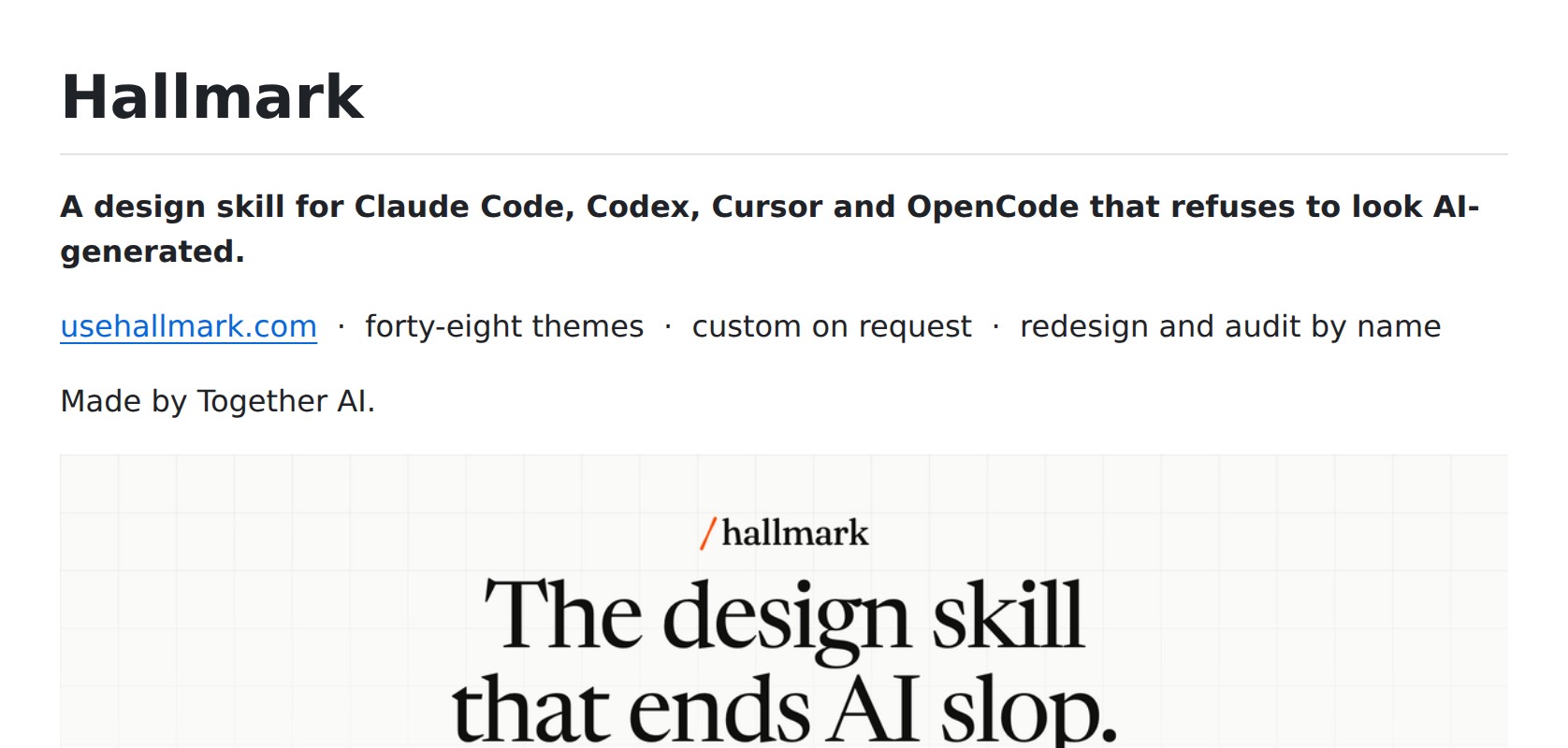 Nutlope / hallmark README Preview